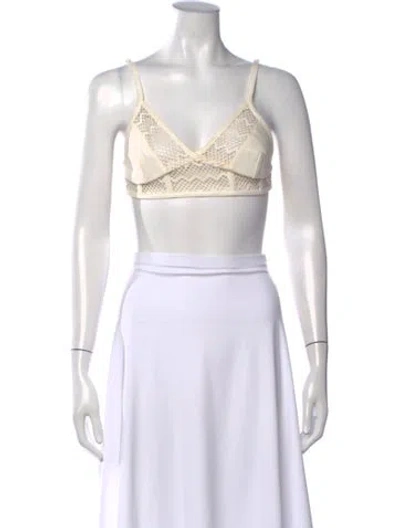 Pre-owned Patbo Patterned V-neck Sports Bra In Neutrals