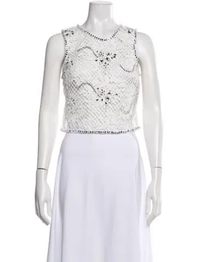 Pre-owned Patbo Patterned V-neck Top W/ Tags In White