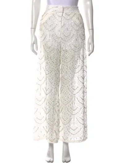 Pre-owned Patbo Patterned Wide Leg Pants In White