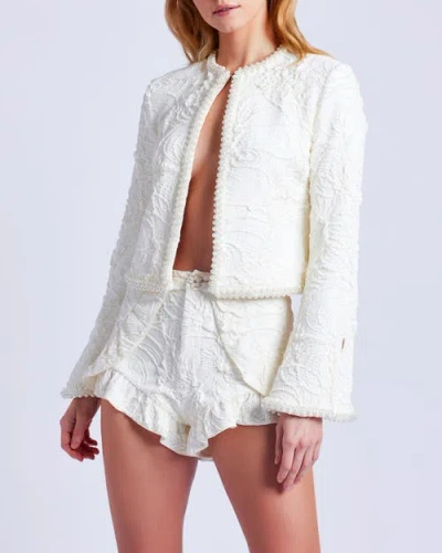 Patbo Pearl-beaded Jacquard Jacket In White