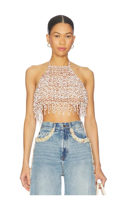 Patbo Pearl Dust Embroidery Halterneck Top In Multi