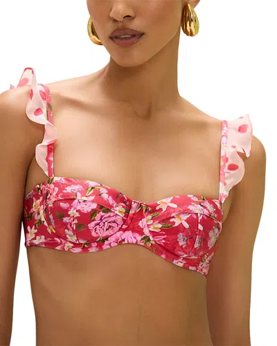 Patbo Peony Print Bikini Top In Pink
