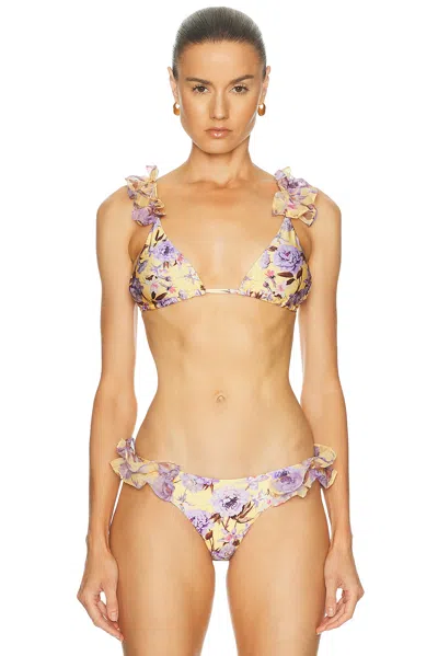Patbo Peony Print Flower Embellished Bikini Top In Multi