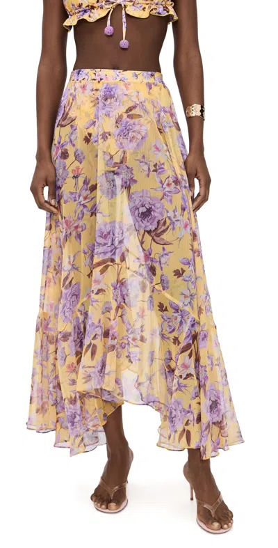 Patbo Floral-print Asymmetric-hem Maxi Skirt In Yellow
