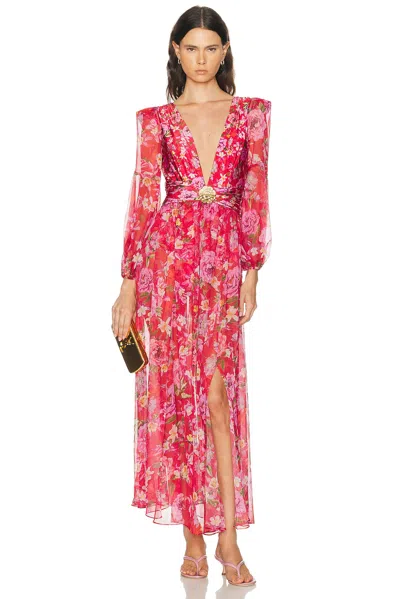 Patbo Peony Print Plunge Maxi Dress In Multi