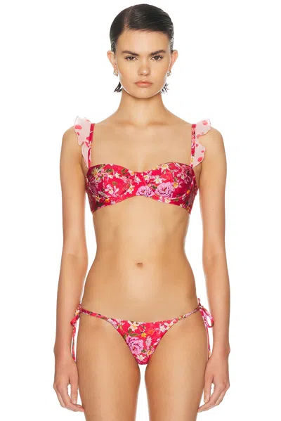 Patbo Peony Print Ruffle Bikini Top In Multi