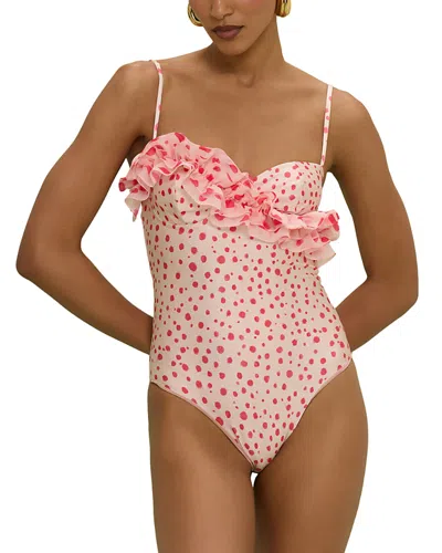Patbo Peony Print Ruffle One Piece Swimsuit In Pink