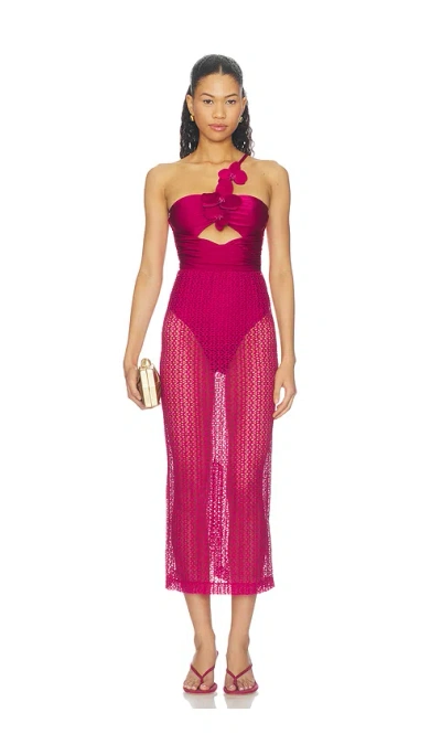 Patbo Petal Midi Dress In Magenta