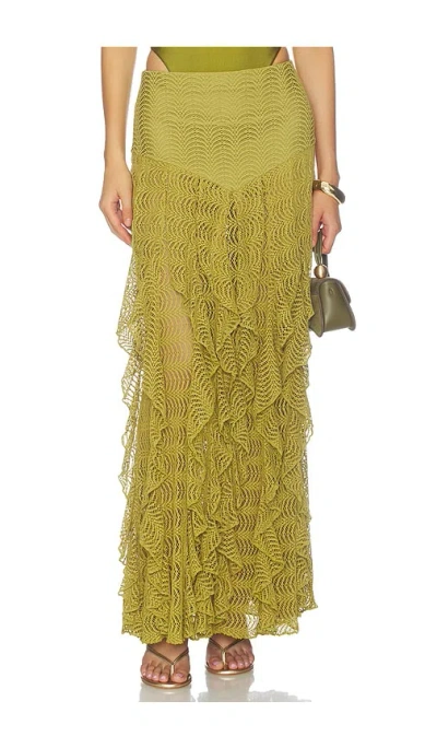 Patbo Petal Sheen Mesh Maxi Skirt In Green