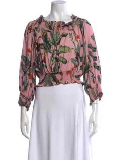 Pre-owned Patbo Pl Floral Print Crop Top In Pink