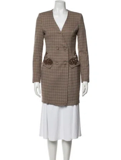 Pre-owned Patbo Plaid Print Blazer In Brown