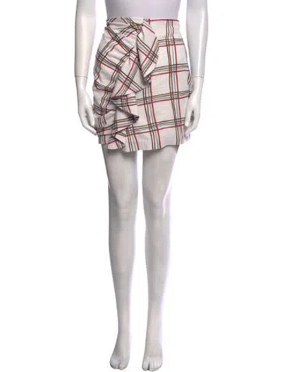 Pre-owned Patbo Plaid Print Mini Skirt In White