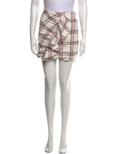 Pre-owned Patbo Plaid Print Mini Skirt In White
