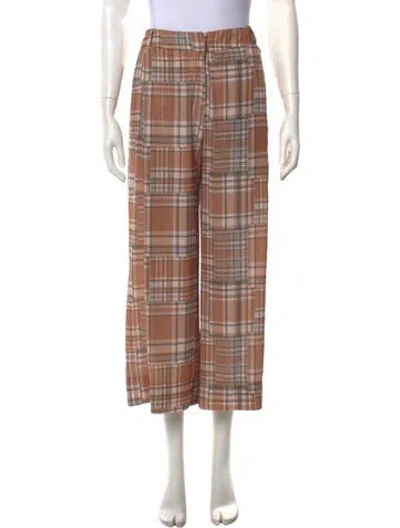 Pre-owned Patbo Plaid Print Wide Leg Pants In Neutral