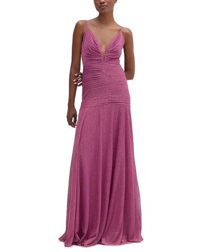Patbo Pleated Plunging Neck Dress In Lilac