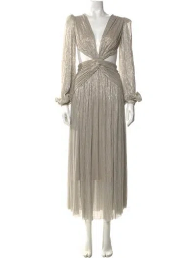 Pre-owned Patbo Plunge Neckline Long Dress In Neutral