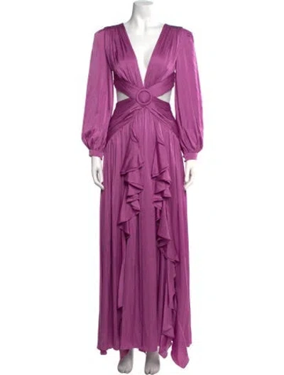 Pre-owned Patbo Plunge Neckline Long Dress In Purple