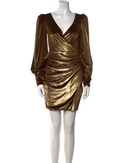 Pre-owned Patbo Plunge Neckline Mini Dress In Gold
