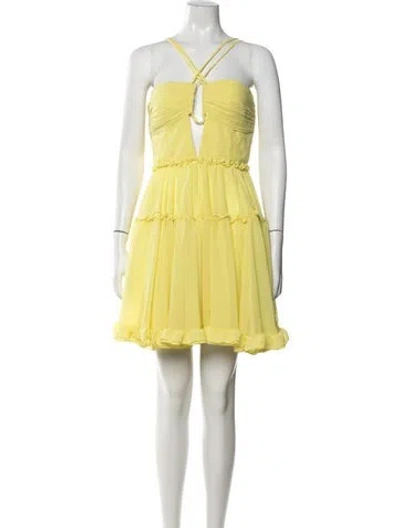 Pre-owned Patbo Plunge Neckline Mini Dress W/ Tags In Yellow