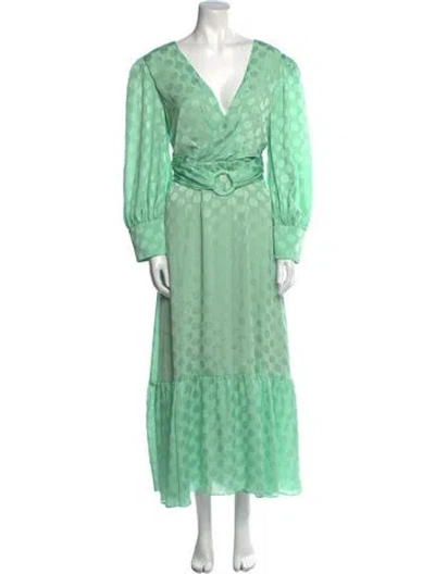 Pre-owned Patbo Polka Dot Print Long Dress In Green