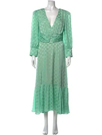 Pre-owned Patbo Polka Dot Print Long Dress In Green