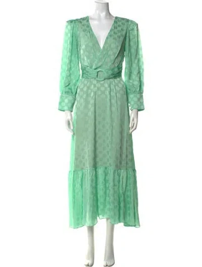 Pre-owned Patbo Polka Dot Print Long Dress In Green
