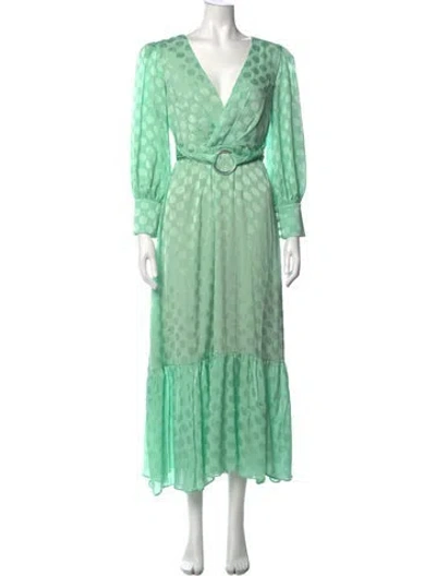 Pre-owned Patbo Polka Dot Print Long Dress In Green