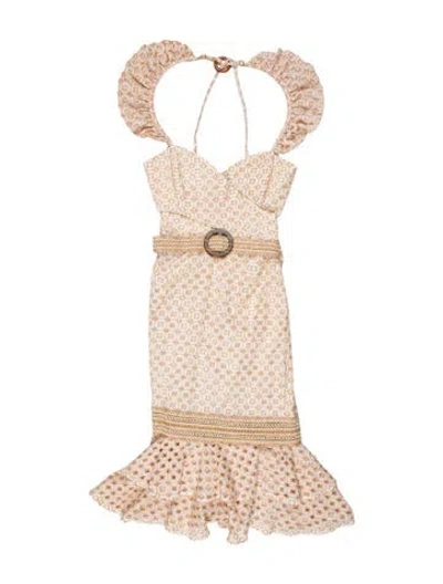Pre-owned Patbo Polka Dot Print Long Dress In Neutral