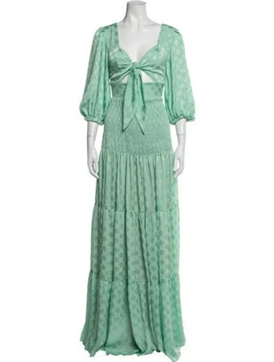 Pre-owned Patbo Polka Dot Print Long Dress W/ Tags In Green