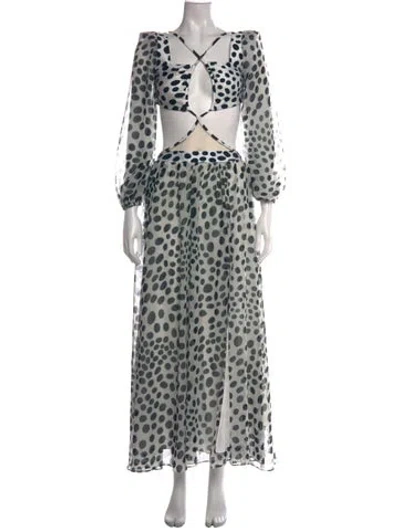 Pre-owned Patbo Polka Dot Print Long Dress W/ Tags In White