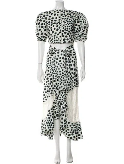 Pre-owned Patbo Polka Dot Print Mesh Accents Skirt Set In Neutrals