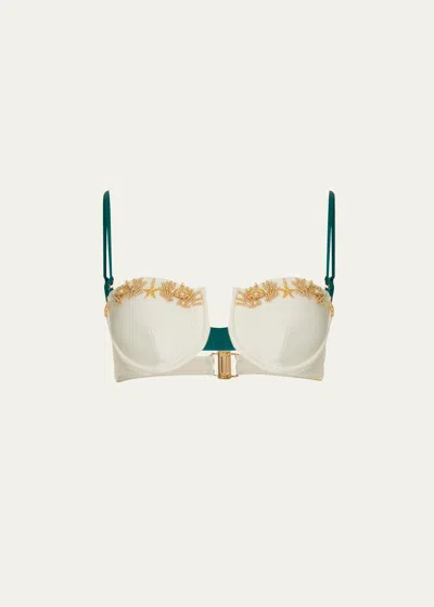 Patbo Portofino Hand-beaded Bikini Top In Ivory