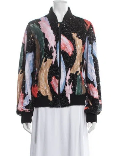 Pre-owned Patbo Printed Bomber Jacket In Black