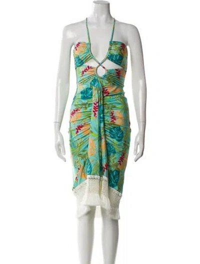 Pre-owned Patbo Printed Knee-length Dress In Blue