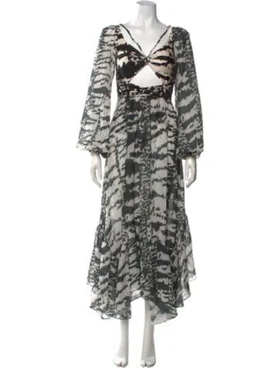 Pre-owned Patbo Printed Long Dress In Black