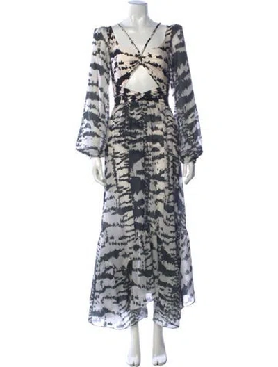 Pre-owned Patbo Printed Long Dress In Black