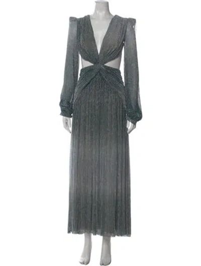 Pre-owned Patbo Printed Long Dress In Blue