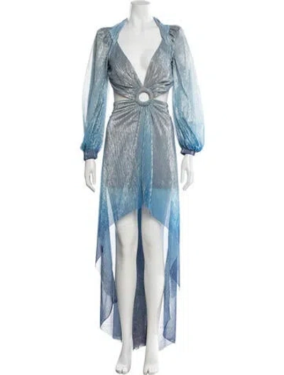 Pre-owned Patbo Printed Long Dress In Blue