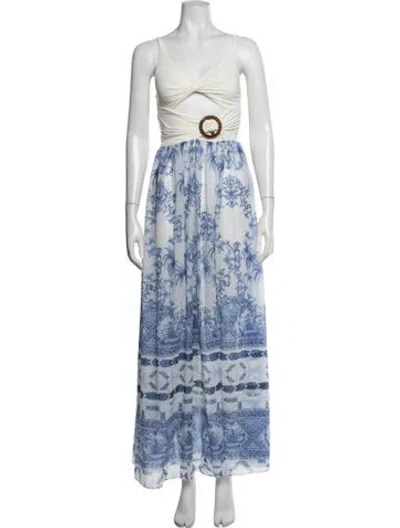 Pre-owned Patbo Printed Long Dress In Blue