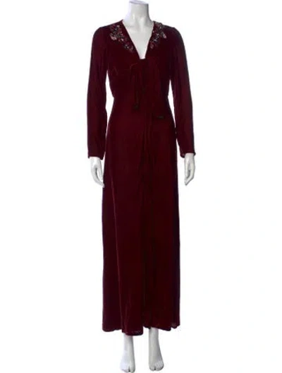 Pre-owned Patbo Printed Long Dress In Burgundy