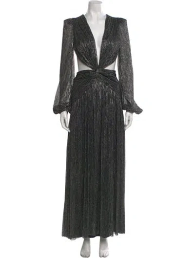 Pre-owned Patbo Printed Long Dress In Gray