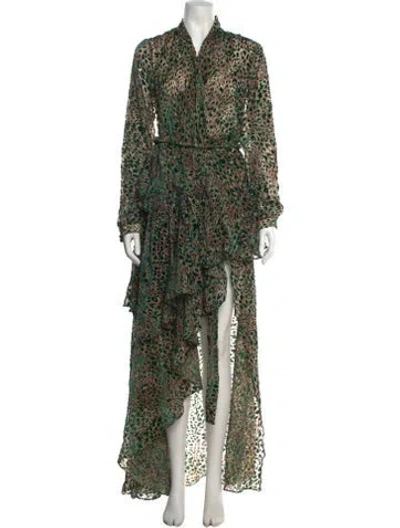 Pre-owned Patbo Printed Long Dress In Green