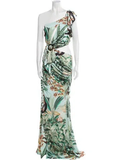 Pre-owned Patbo Printed Long Dress In Green