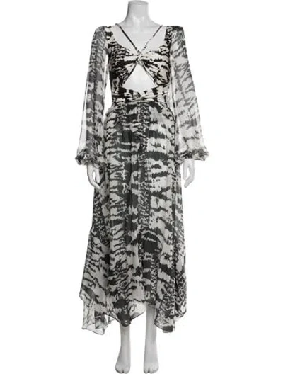 Pre-owned Patbo Printed Long Dress In Green