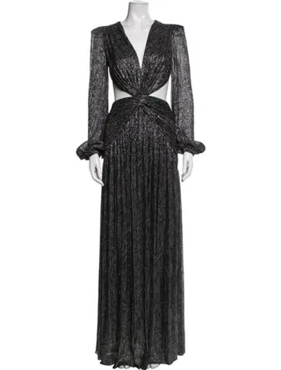 Pre-owned Patbo Printed Long Dress In Grey