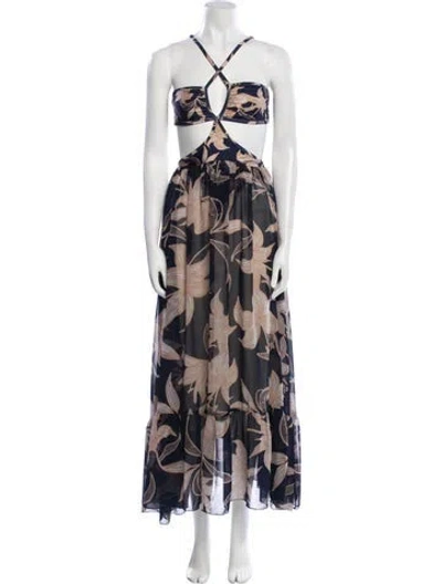Pre-owned Patbo Printed Long Dress In Multi