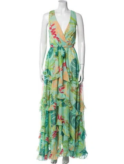 Pre-owned Patbo Printed Long Dress In Multi