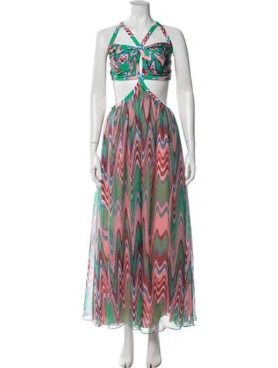 Pre-owned Patbo Printed Long Dress In Multi