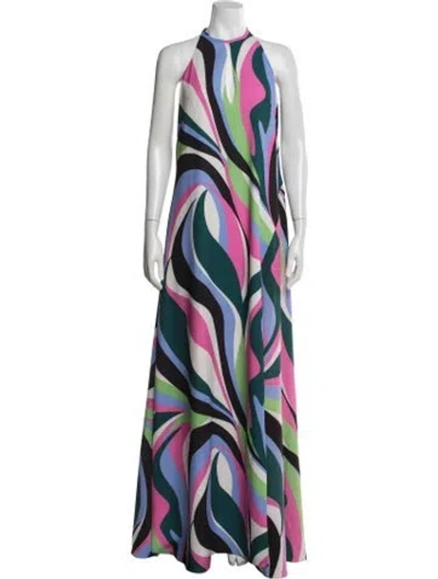 Pre-owned Patbo Printed Long Dress In Multi