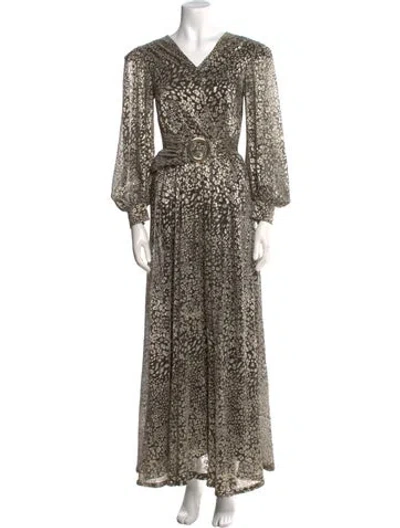 Pre-owned Patbo Printed Long Dress In Neutral